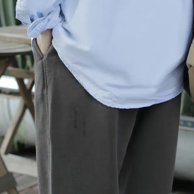 几朴 纯棉宽松系带纯色束脚休闲裤 男女同款