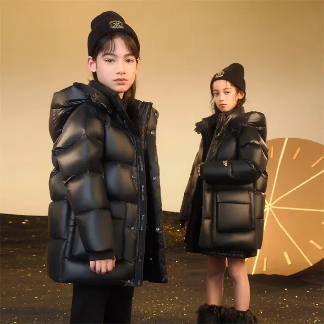 高梵 童装 黑金儿童鹅绒服小火山亲子装加厚羽绒服 儿童款