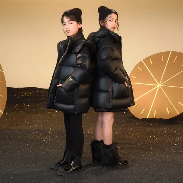 高梵 童装 黑金儿童鹅绒服小火山亲子装加厚羽绒服 儿童款