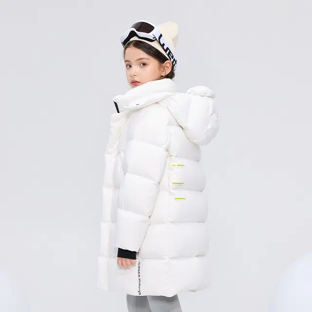 高梵 童装 黑金儿童鹅绒服纯色长款户外滑雪羽绒服 男童女童