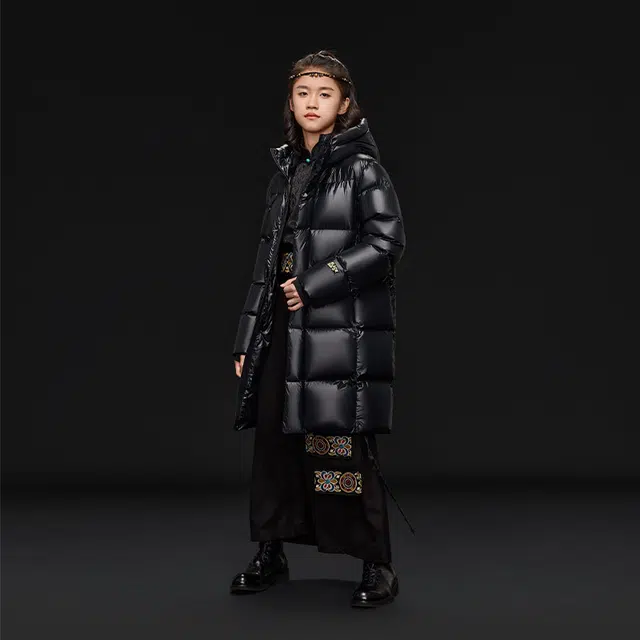 高梵羽绒服 保暖时尚柔软简约宽松 黑色 青少年