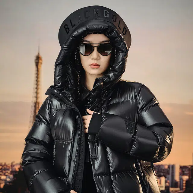 高梵 纯色连帽加厚长款羽绒服 男女同款 拿破仑黑