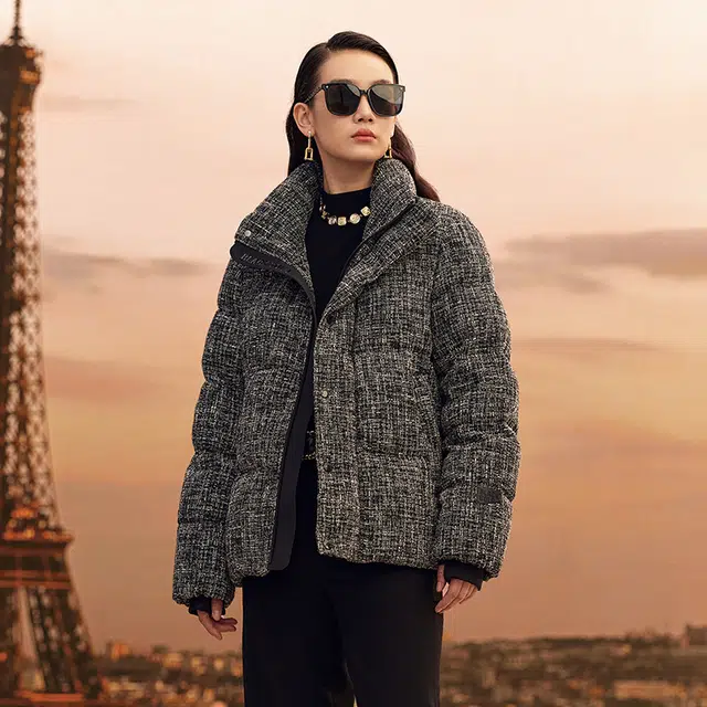 高梵 黑金英国皇室高定传世珍奢四格短款羽绒服 女款 黑色