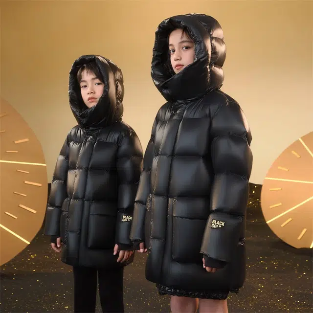 高梵 童装 黑金儿童鹅绒服小火山亲子装加厚羽绒服 儿童款