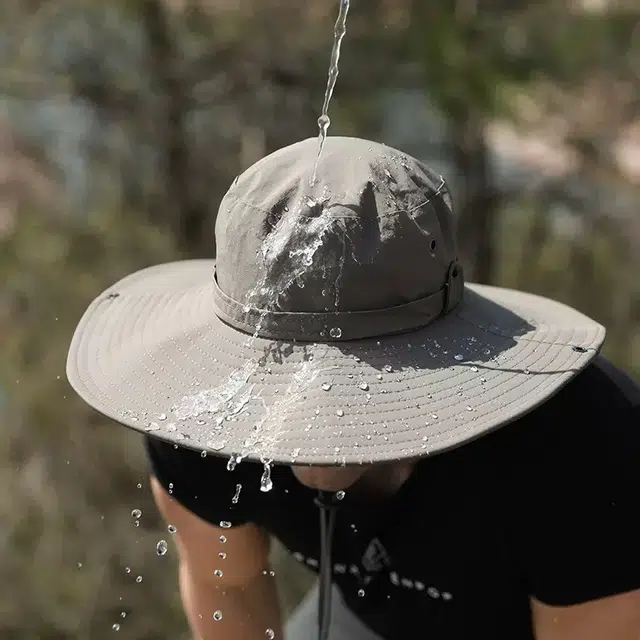 氧气樱桃 户外登山钓鱼西部牛仔遮阳防紫外线大帽檐 聚酯纤维 渔夫帽 男女同款情侣款