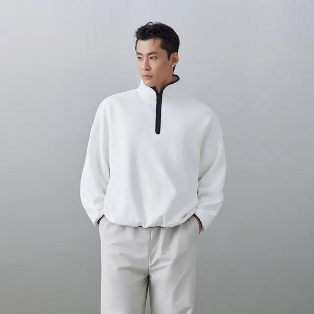 无畏东方 无观麂皮绒云感半拉链套头卫衣 男女同款