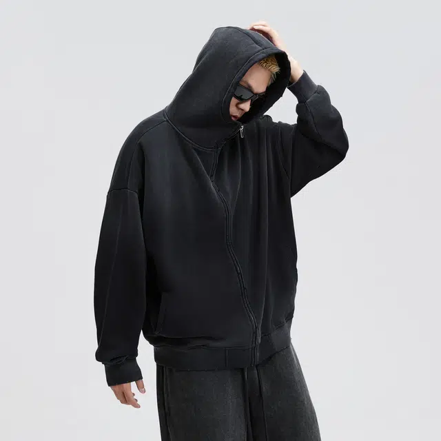 无畏东方 忍者拉链开衫做旧休闲百搭连帽卫衣 男女同款