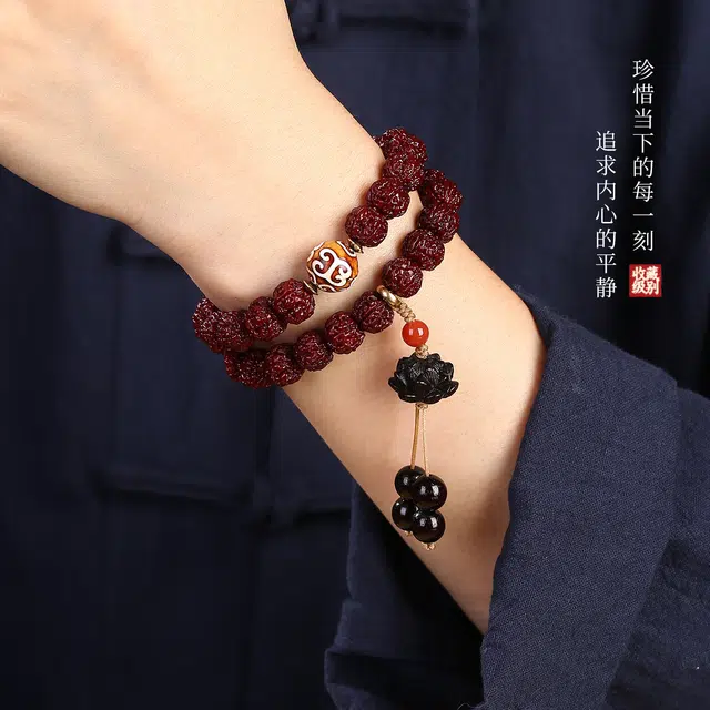 聆听花开 【招财纳福】事业通顺平安顺遂好运连连学业上岸新中式复古文玩叠戴盘玩文艺民族风好寓意 金刚菩提 手串 男女同款情侣款