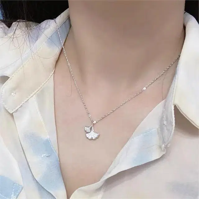 聆听花开 三生有杏锁骨链 轻奢精致小众设计高级感 仙女仙气小清新清冷感个性时尚气质百搭可调节新款潮流可调节 铜 项链 女款