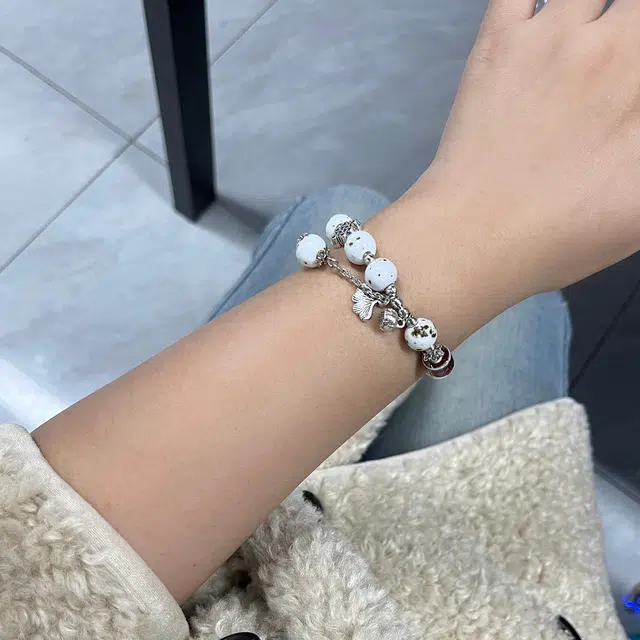 聆听花开 新中式白色陶瓷串珠手饰 民族风小众高级感轻奢简约小清新气质时尚百搭文艺学生 合金 手串 女款