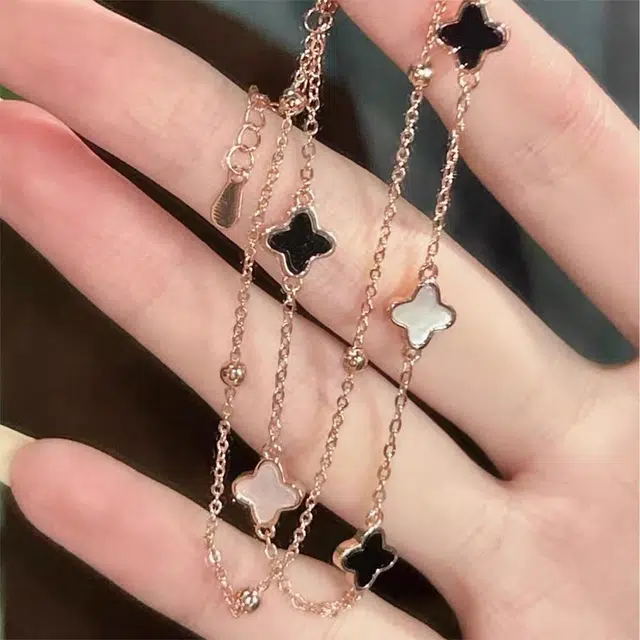 聆听花开 金色四叶草轻奢小众设计高级感 气质精致高颜值仙女仙气性可调节 铜 手链 女款