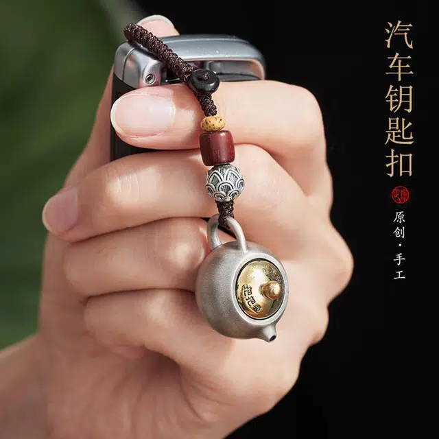 聆听花开 把把壶汽车挂件麻将把把胡茶壶链挂饰项链吊坠 合金 钥匙扣 男女同款情侣款