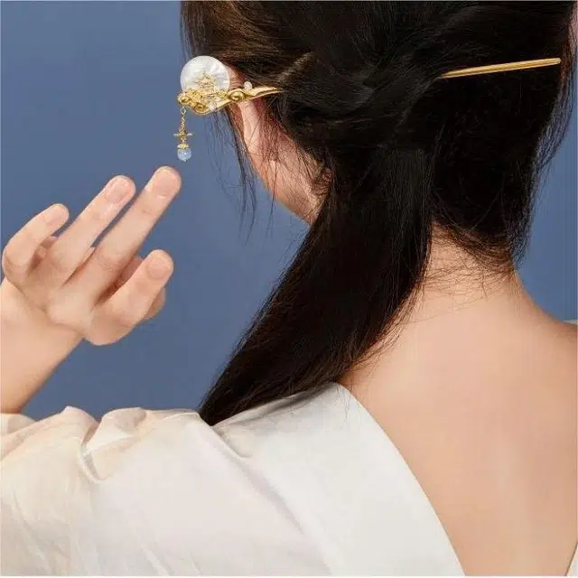 聆听花开 新中式古风步摇盘发创意个性优雅气质精致古风复古古典旗袍汉服古装小众高级感配饰 合金 发簪 女款