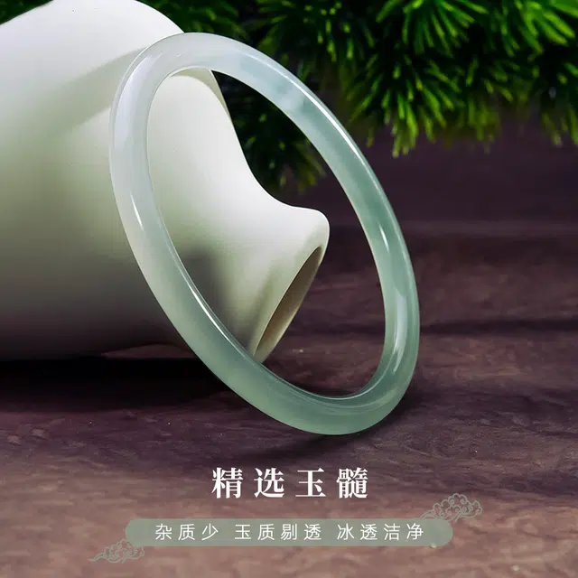 聆听花开 绿青梅叮当镯新中式个性优雅精致气质旗袍国风典雅国潮油青素圈细圆条#好运 玉髓 手镯 女款
