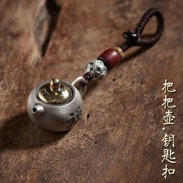 聆听花开 把把壶汽车挂件麻将把把胡茶壶链挂饰项链吊坠 合金 钥匙扣 男女同款情侣款