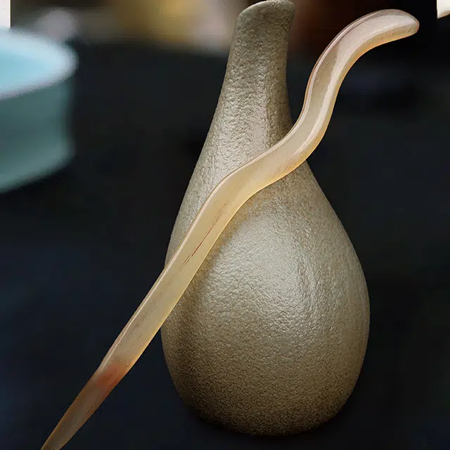 聆听花开 新中式天枝手工制作韧性好复古中国风日常盘发挽发耐用簪子古风旗袍百搭优雅#好运 牛角 发簪 女款