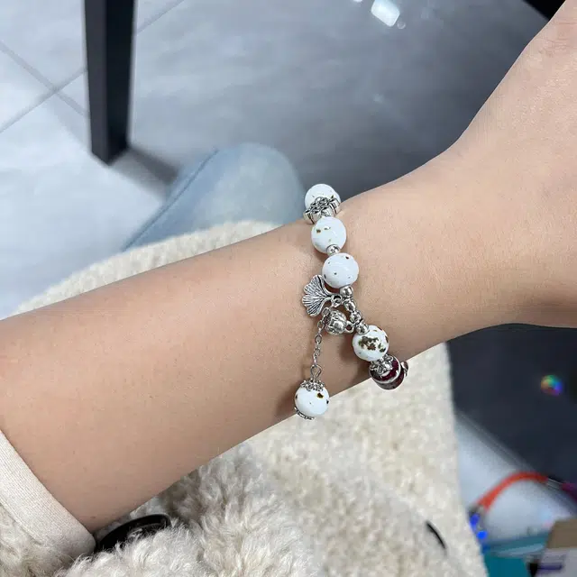聆听花开 新中式白色陶瓷串珠手饰 民族风小众高级感轻奢简约小清新气质时尚百搭文艺学生 合金 手串 女款