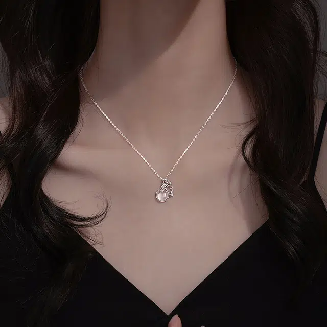 聆听花开 福袋盘缠 轻奢小众设计锁骨链 玉髓 项链 女款