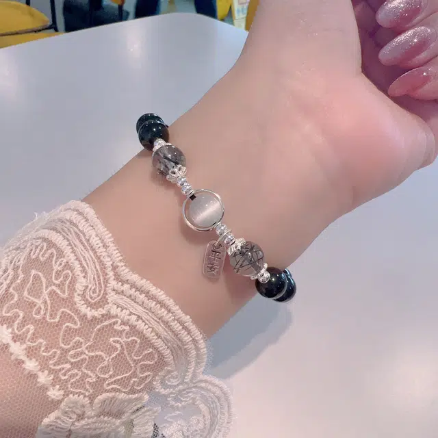 聆听花开 本命年平安好运 转运珠佛珠高级感复古显白个性不撞款 黑曜石 手串 男女同款情侣款