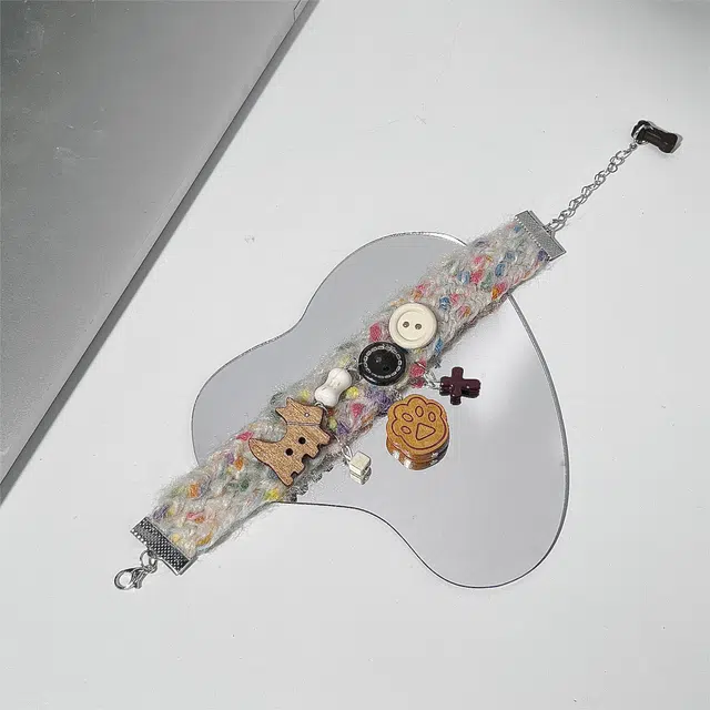 聆听花开 美拉德毛绒编织宠物编织手饰 复古风童趣小香风小众设计可爱甜酷风可爱小熊气质时尚百搭 绒毛 手链 女款