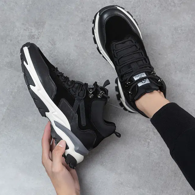 乔奈 猪皮 厚底系带运动 中帮 生活休闲鞋 男款