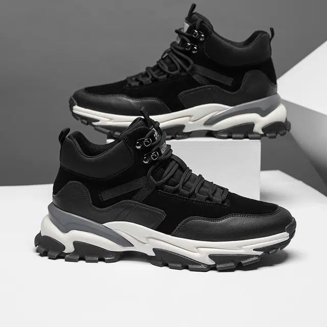 乔奈 猪皮 厚底系带运动 中帮 生活休闲鞋 男款