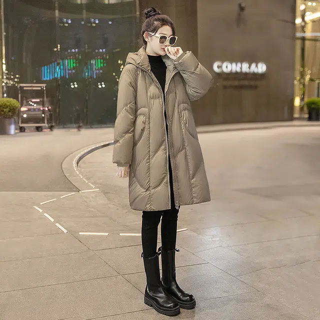 丝柏舍 连帽简约舒适休闲长袖羽绒服 女款 浅咖色