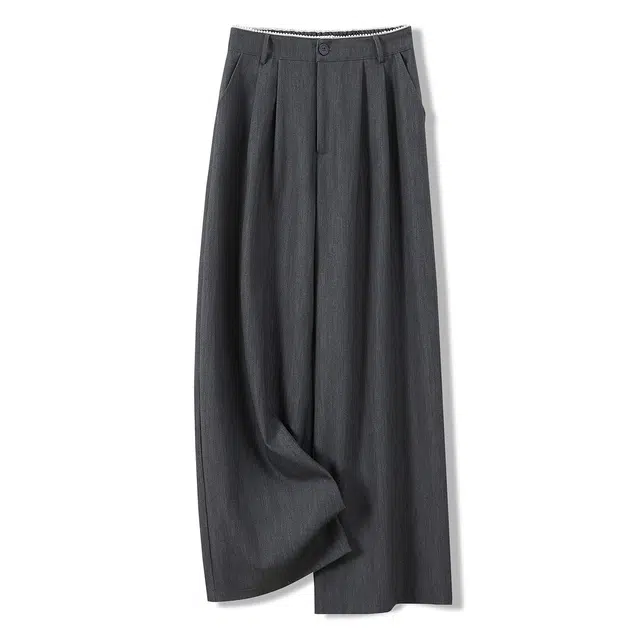 她池 圆领单排扣马夹搭阔腿高腰裤休闲套装 女款