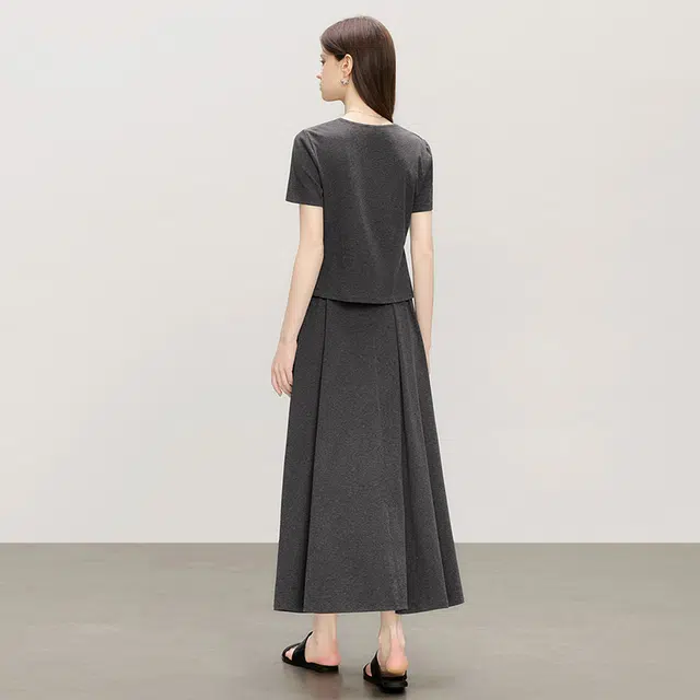 她池 上衣搭半身裙两件套时尚休闲裙装套装 女款