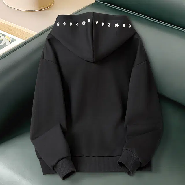 她池 连帽抽绳宽松落肩长袖卫衣 女款 黑色