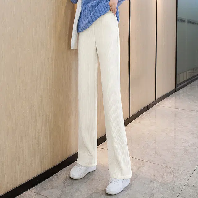 丝柏舍 纯色高腰长款直筒裤松紧腰加绒简约保暖休闲裤 女款