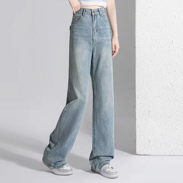 丝柏舍 简约舒适拉链牛仔裤 女款 灰蓝色