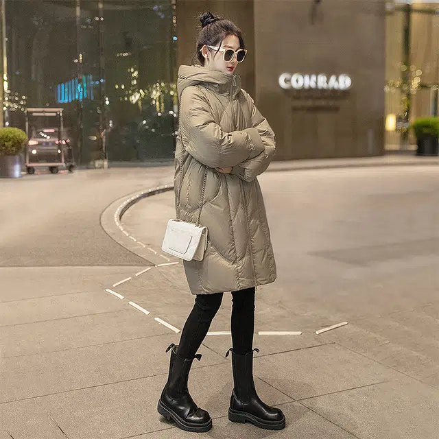 丝柏舍 连帽简约舒适休闲长袖羽绒服 女款 浅咖色