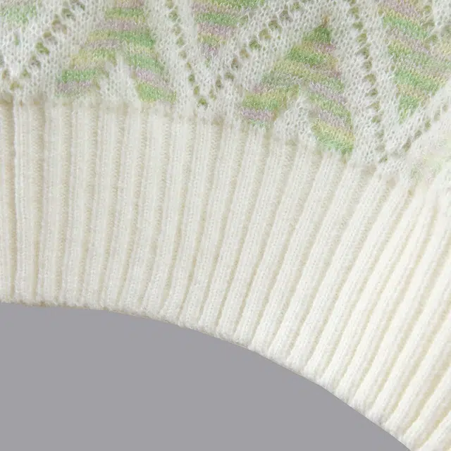 她池 甜美宽松圆领撞色落肩长袖套头上衣毛衣 女款