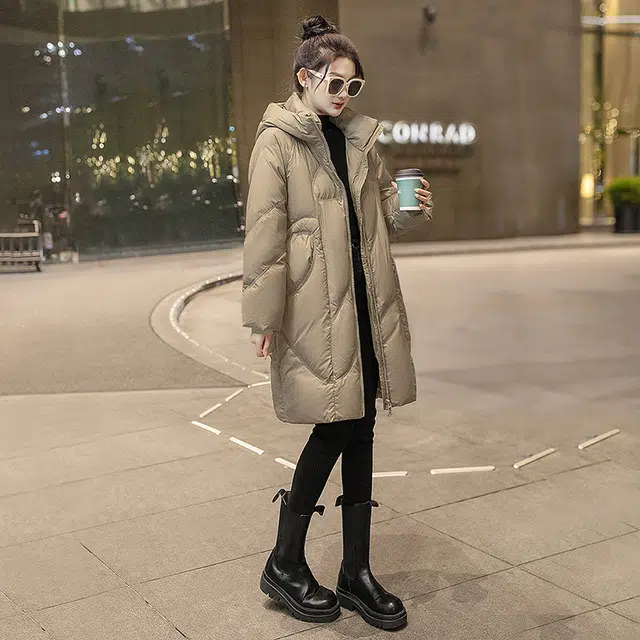 丝柏舍 连帽简约舒适休闲长袖羽绒服 女款 浅咖色
