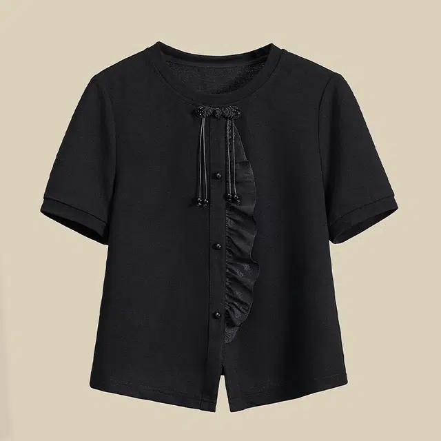 她池 撞色印花两件套上衣搭半身裙裙装套装 女款