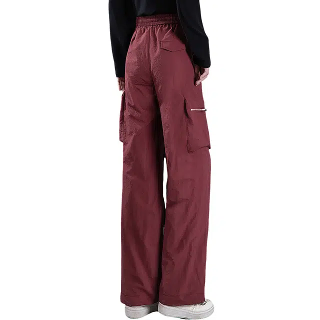 丝柏舍 抽绳松紧高腰纯色大口袋工装气质宽松款简约阔腿休闲裤 女款