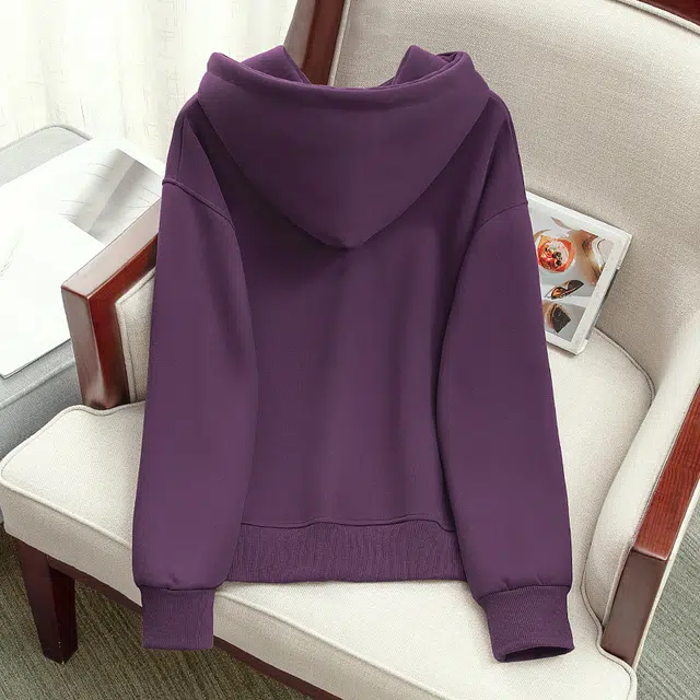 丝柏舍 连帽加绒字母印花宽松休闲落肩长袖卫衣 女款 紫色