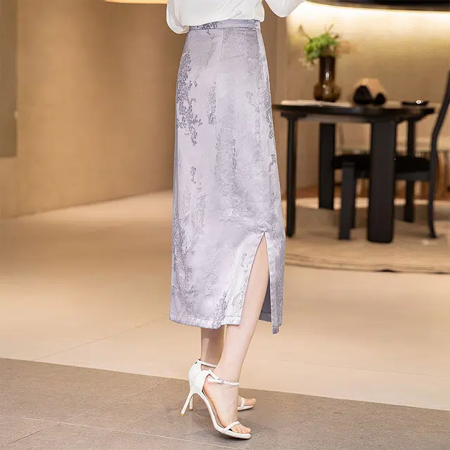 丝柏舍 拉链通勤简约休闲长裙 女款 紫色