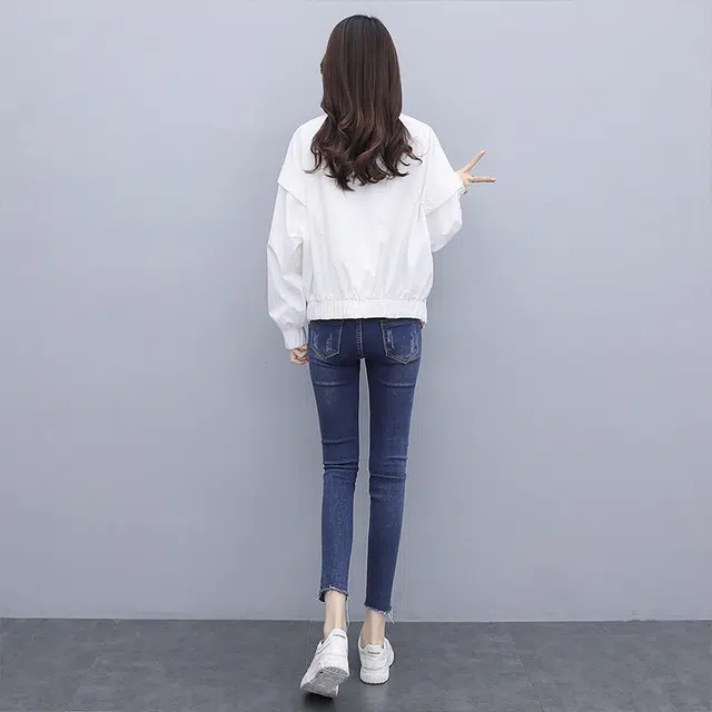 丝柏舍 纯色长袖简约外套显瘦小个子休闲宽松夹克 女款