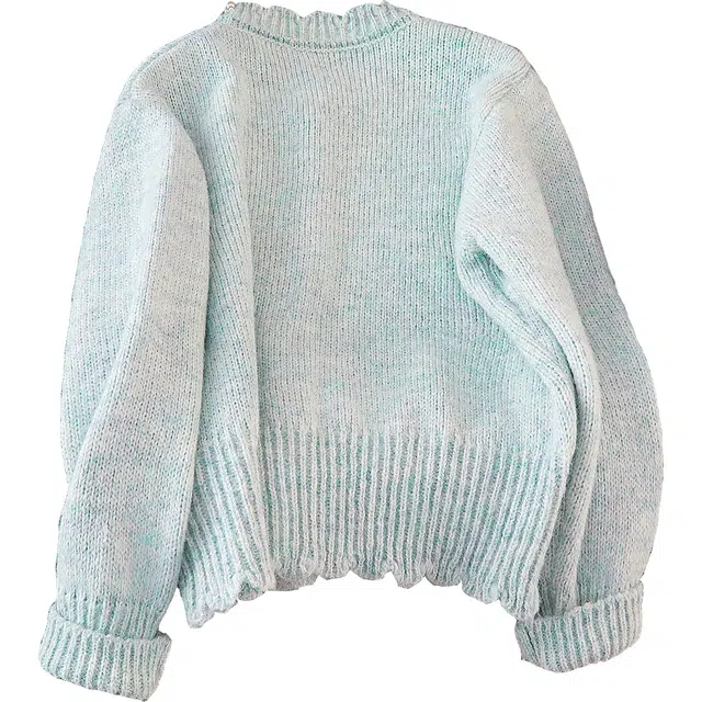 她池 甜美宽松设计感圆领通勤休闲长袖针织衫 女款 浅蓝