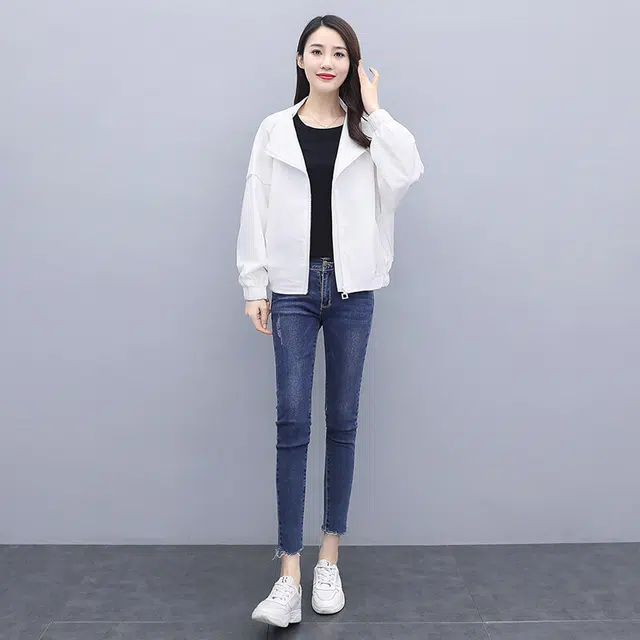 丝柏舍 纯色长袖简约外套显瘦小个子休闲宽松夹克 女款