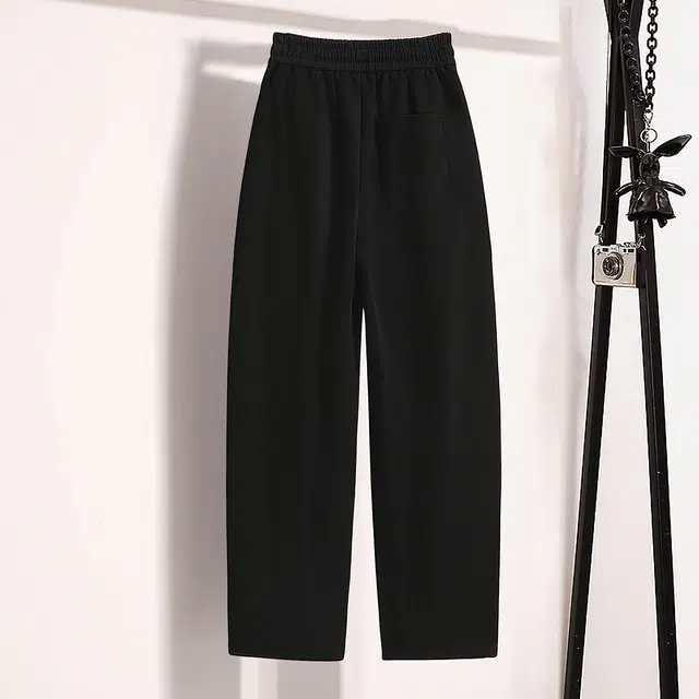 丝柏舍 纯色宽松款抽绳松紧高腰简约运动风长款遮肉休闲裤 女款