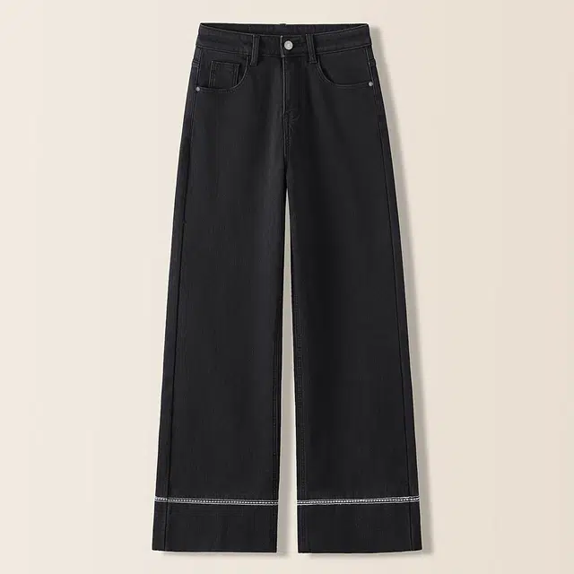 她池 简约通勤风高腰水洗加绒九分直筒牛仔裤 女款