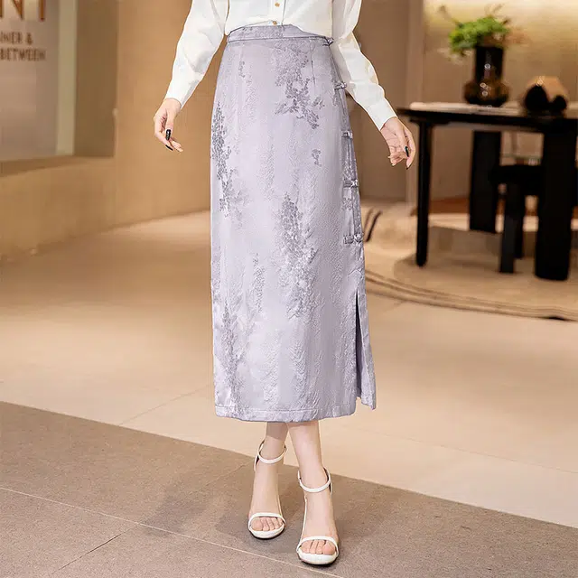 丝柏舍 拉链通勤简约休闲长裙 女款 紫色