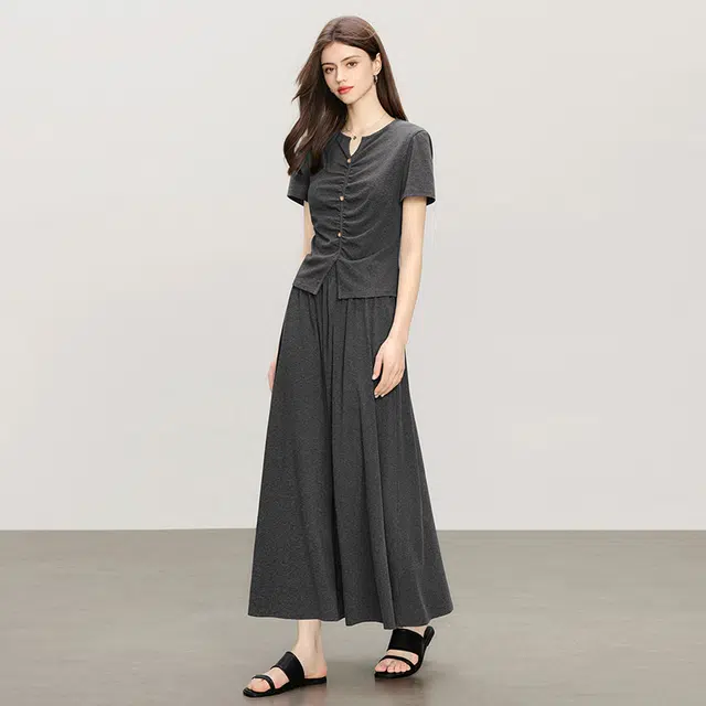 她池 上衣搭半身裙两件套时尚休闲裙装套装 女款