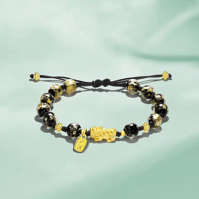 祝富礼 貔貅福牌 招财纳福 气质国潮小众 琉璃 玉石手链 男女同款情侣款