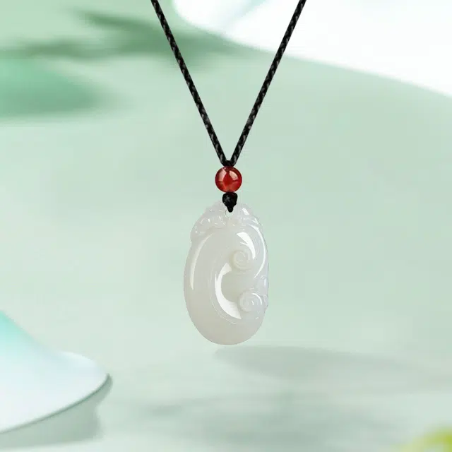祝富礼 如意平安扣  温润 小众设计新中式国潮 和田玉 项链 男女同款情侣款 青白玉