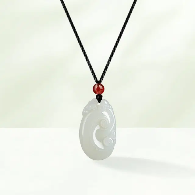 祝富礼 如意平安扣  温润 小众设计新中式国潮 和田玉 项链 男女同款情侣款 青白玉