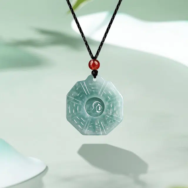 祝富礼 蓝水太极小众设计呈祥如意 新中式轻奢古风浪漫平安守护 豆种 翡翠项链 男女同款情侣款